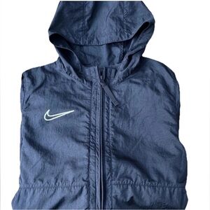 Nike Black Full Zipper Windbreaker Hooded Long Jacket Size XL